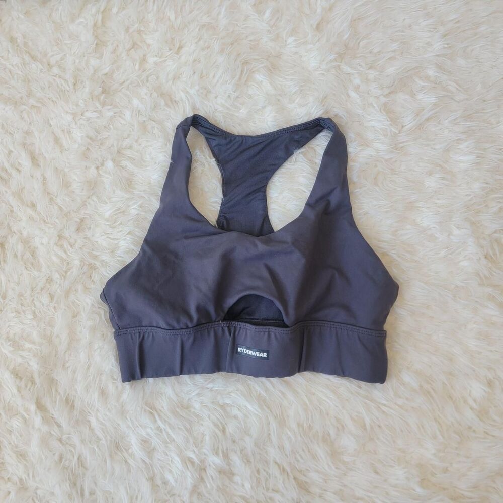 Ryderwear Charcoal Grey Racerback Sports Bra Crop Top